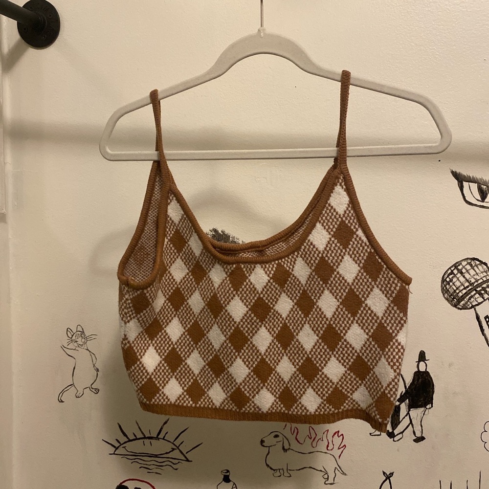 Knitted Checkered Tank 🤎